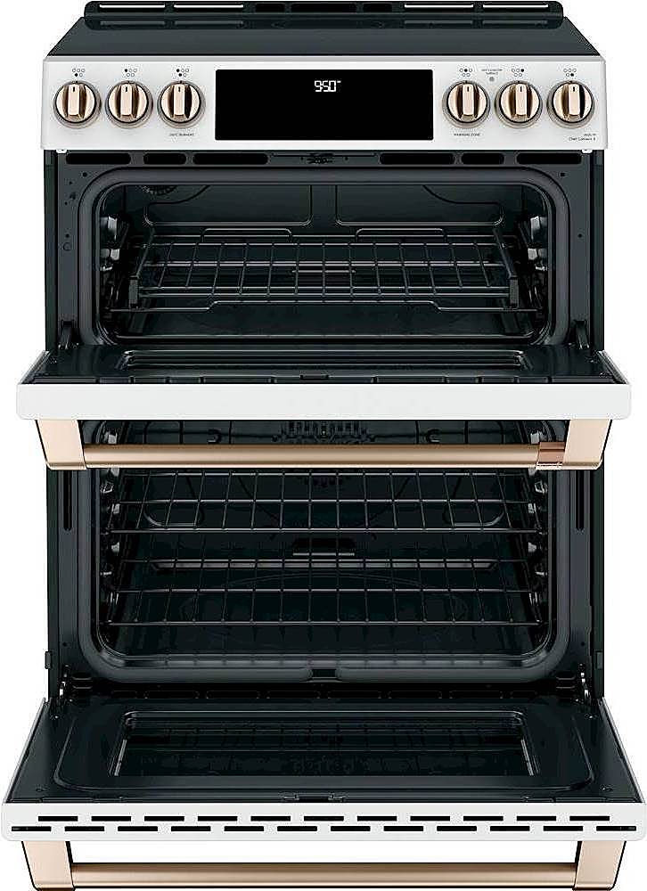 Alt View 1. Café - 7.0 Cu. Ft. Slide-In Double Oven Electric Induction Convection Range - Matte White.