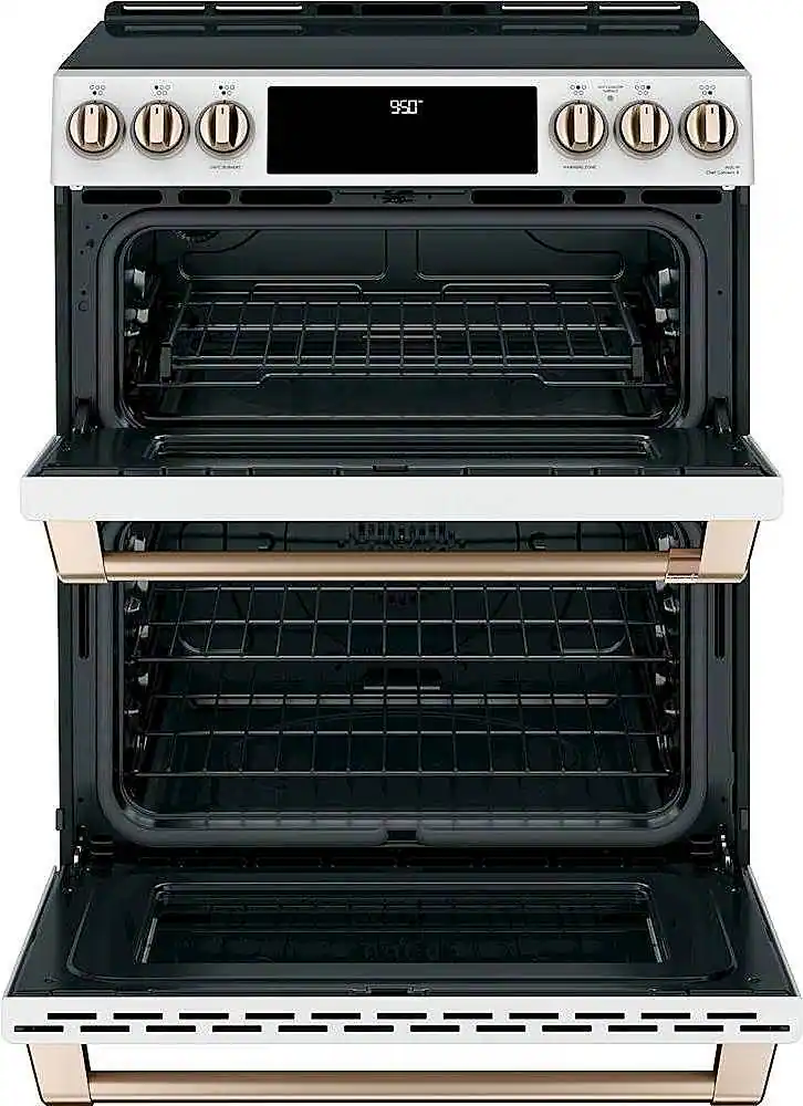 Alt View 1. Café - 7.0 Cu. Ft. Slide-In Double Oven Electric Induction Convection Range - Matte White.