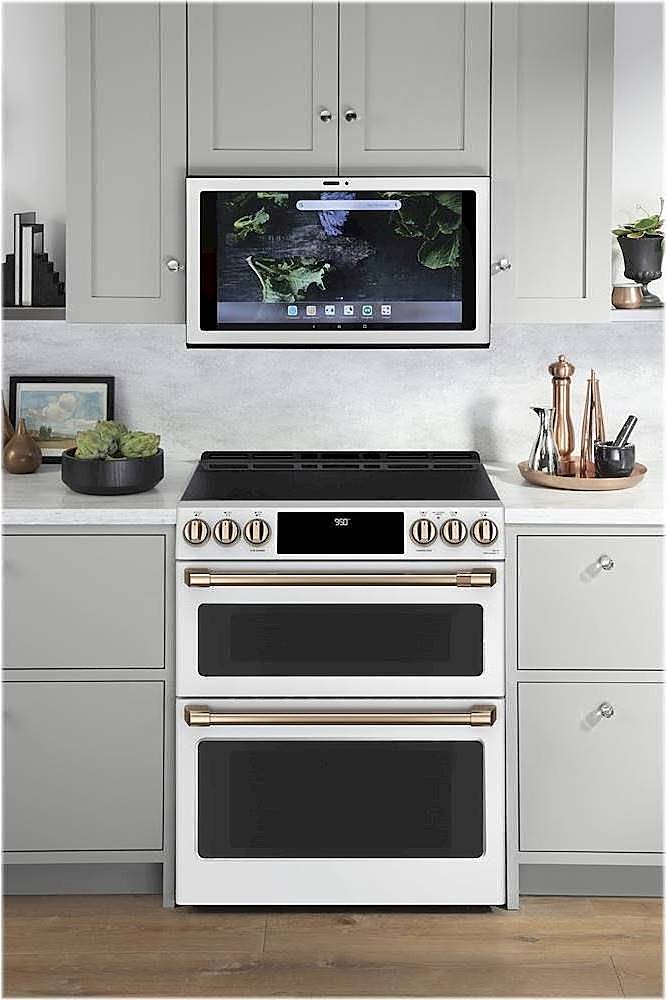 Alt View 15. Café - 7.0 Cu. Ft. Slide-In Double Oven Electric Induction Convection Range - Matte White.