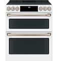 Café - 30 in. Wide 5 Elements 6.7 Cu. Ft. Slide-In Double Oven Electric Induction Convection Range, Customizable - Matte White