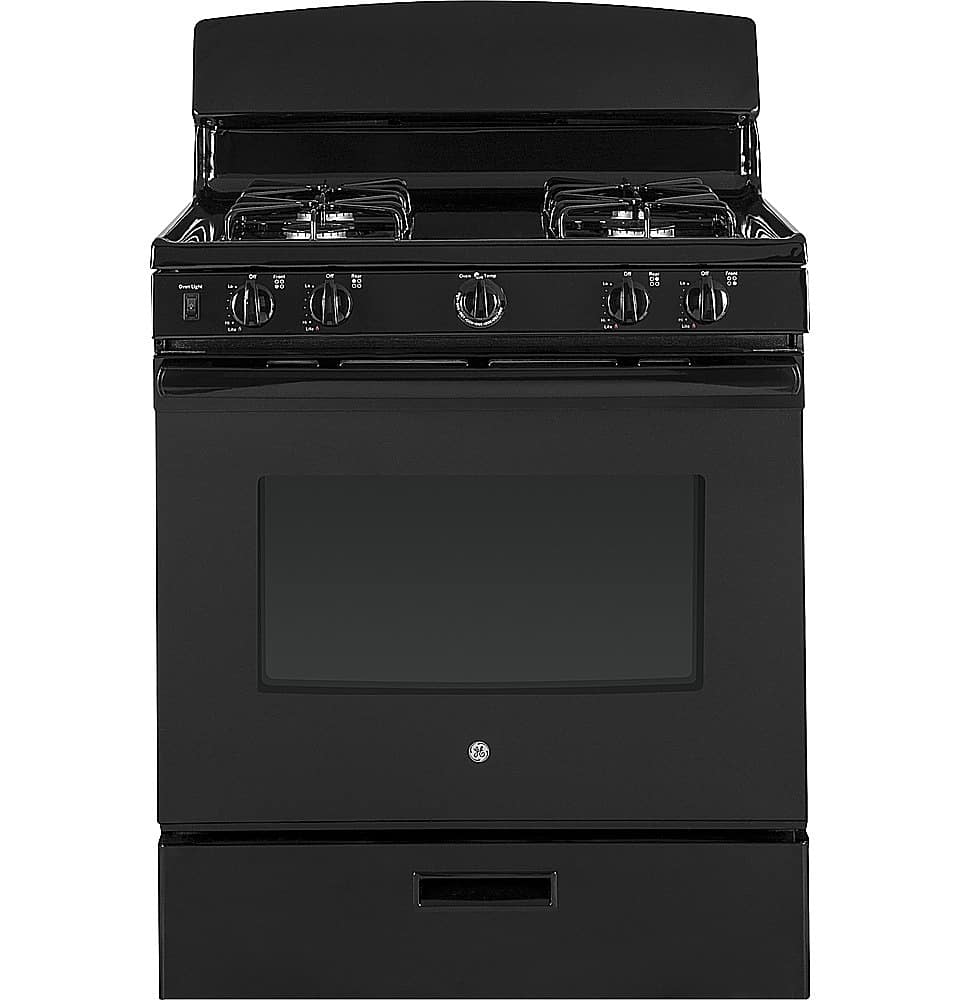 GE - 4.8 Cu. Ft. Freestanding Gas Range - Black - Front_Zoom