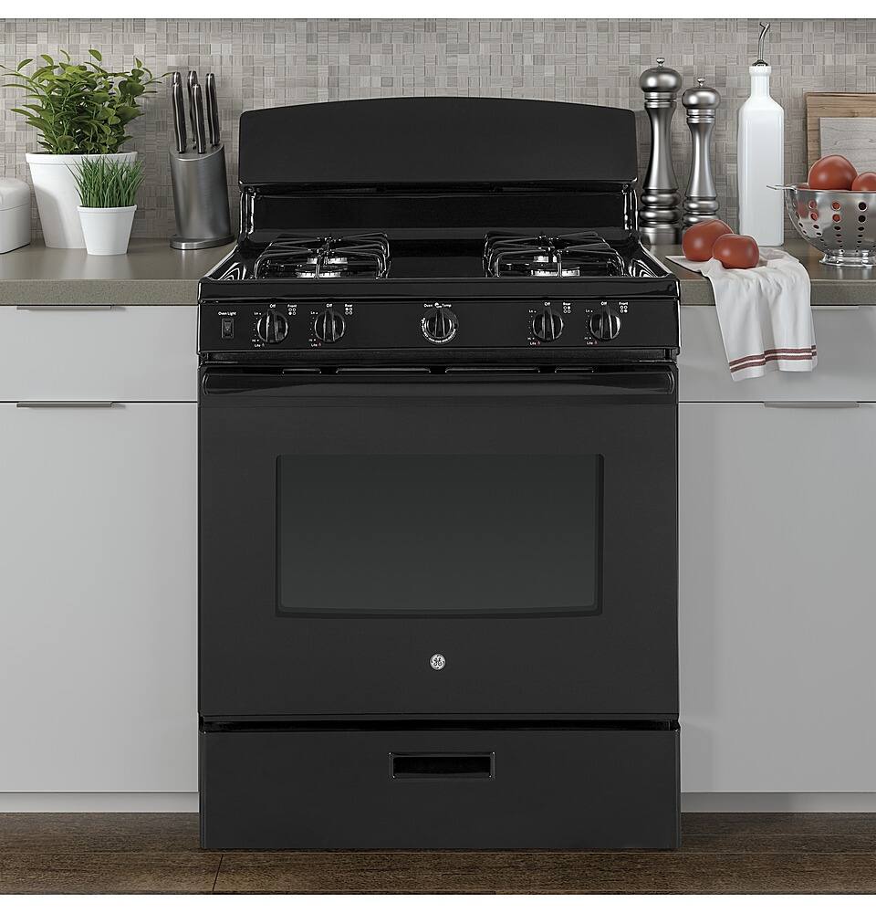 Alt View 15. GE - 4.8 Cu. Ft. Freestanding Gas Range - Black.