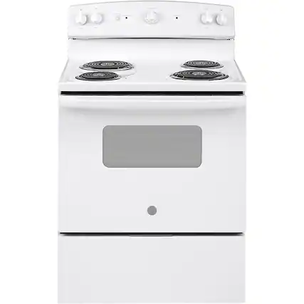 Front. GE - 5.0 Cu. Ft. Freestanding Electric Range - White.