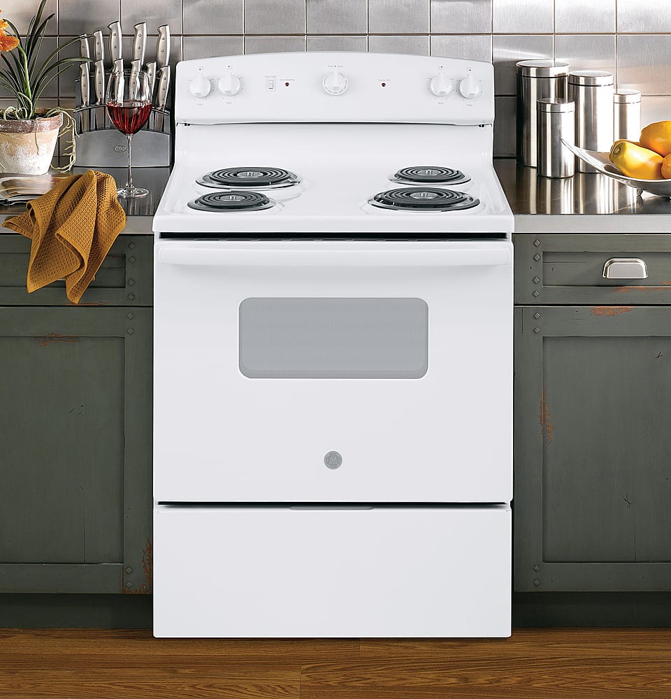 Alt View 11. GE - 5.0 Cu. Ft. Freestanding Electric Range - White.