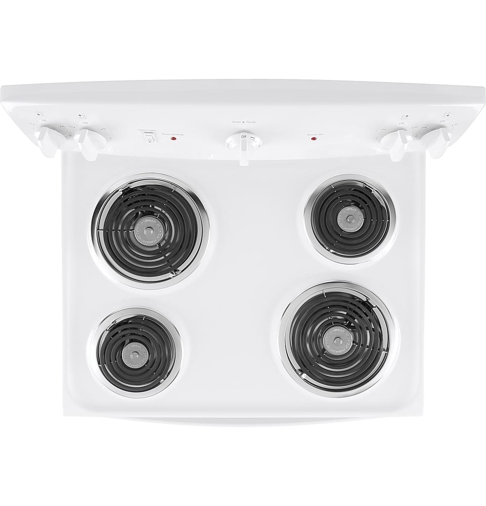 Left. GE - 5.0 Cu. Ft. Freestanding Electric Range - White.