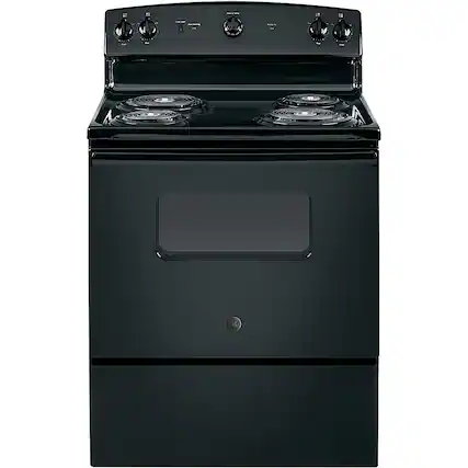 Front. GE - 5.0 Cu. Ft. Freestanding Electric Range - Black.