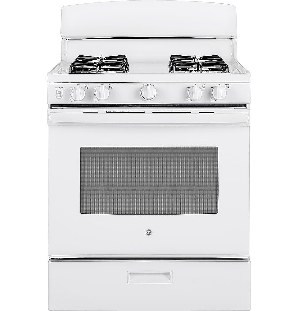 Front. GE - 4.8 Cu. Ft. Freestanding Gas Range - White.