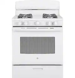 GE - 4.8 Cu. Ft. Freestanding Gas Range - White - Front_Zoom