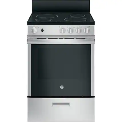Front. GE - 2.9 Cu. Ft. Freestanding Electric Range - Stainless Steel.