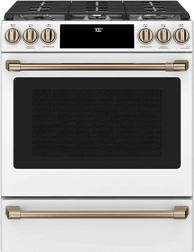 Café 30 in. Wide 6 Burners 5.6 Cu. Ft. Slide In Gas Convection Range ...