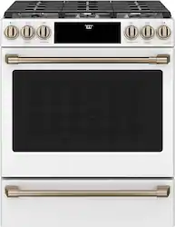 Café - 5.6 Cu. Ft. Slide-In Gas Convection Range, Customizable - Matte White - Front_Zoom