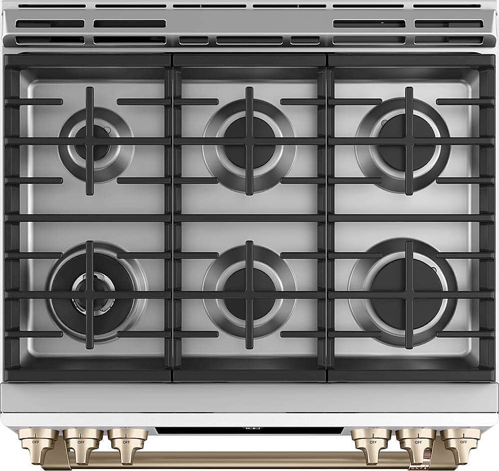 Alt View 11. Café - 5.6 Cu. Ft. Slide-In Gas Convection Range, Customizable - Matte White.