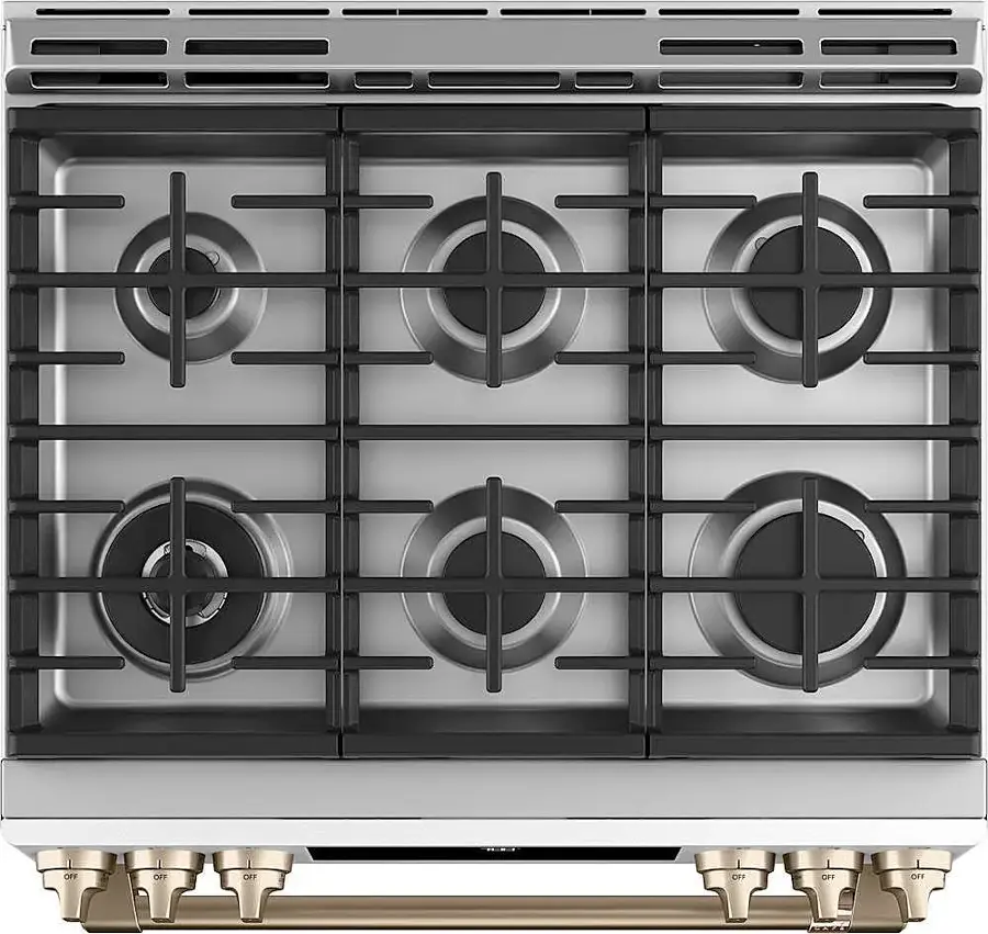 Alt View 11. Café - 5.6 Cu. Ft. Slide-In Gas Convection Range, Customizable - Matte White.