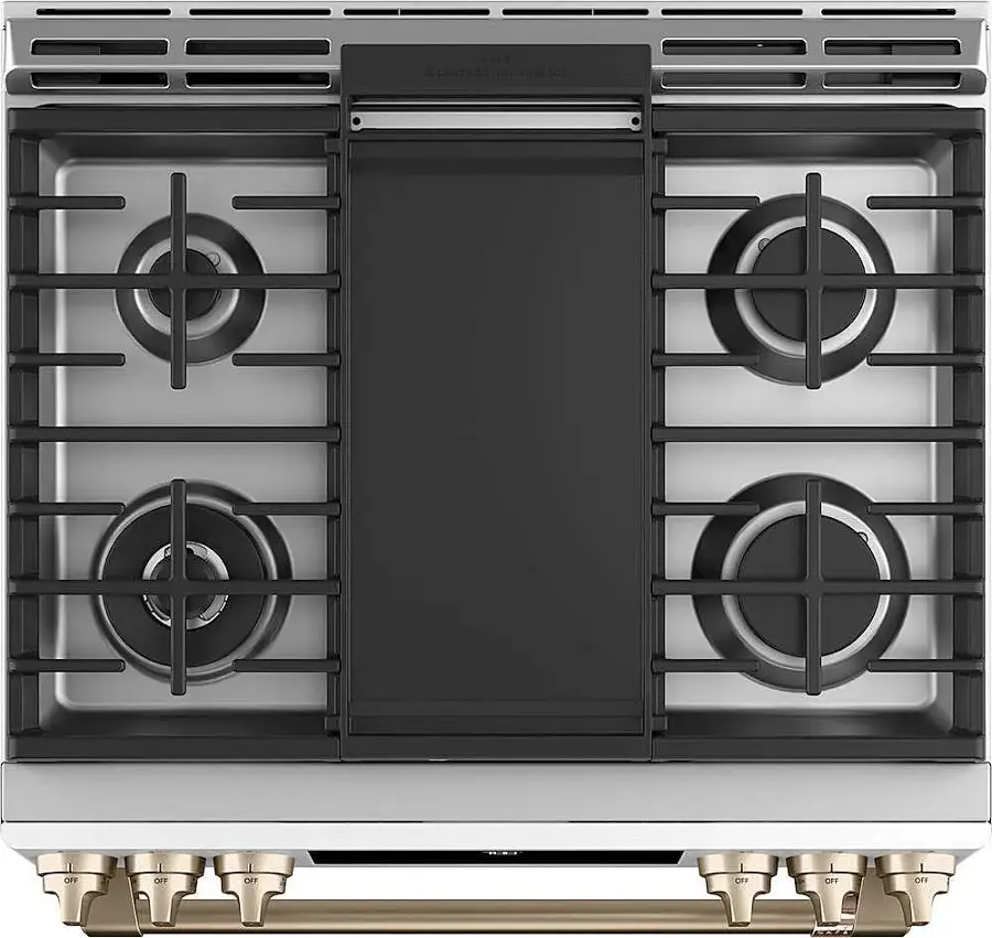 Alt View 12. Café - 5.6 Cu. Ft. Slide-In Gas Convection Range, Customizable - Matte White.