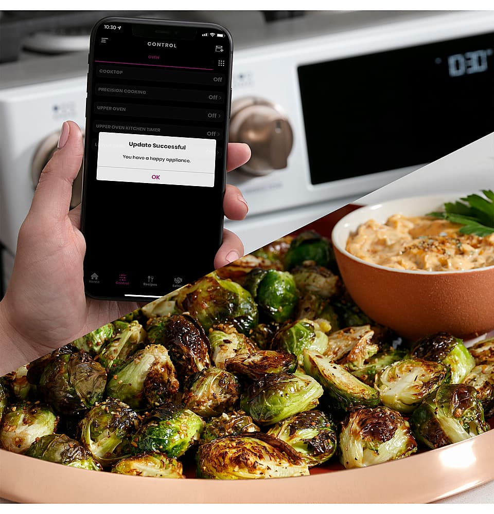 Alt View 27. Café - 5.6 Cu. Ft. Slide-In Gas Convection Range, Customizable - Matte White.