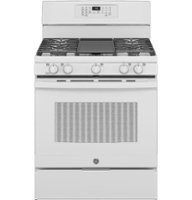 GE - 5.0 Cu. Ft. Freestanding Gas Convection Range with Self-Steam Cleaning and No-Preheat Air Fry - White - Front_Zoom