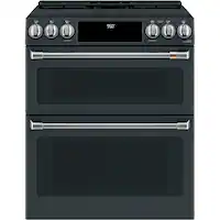 Café - 7.0 Cu. Ft. Slide-In Double Oven Electric Induction Convection Range - Matte Black - Front_Zoom