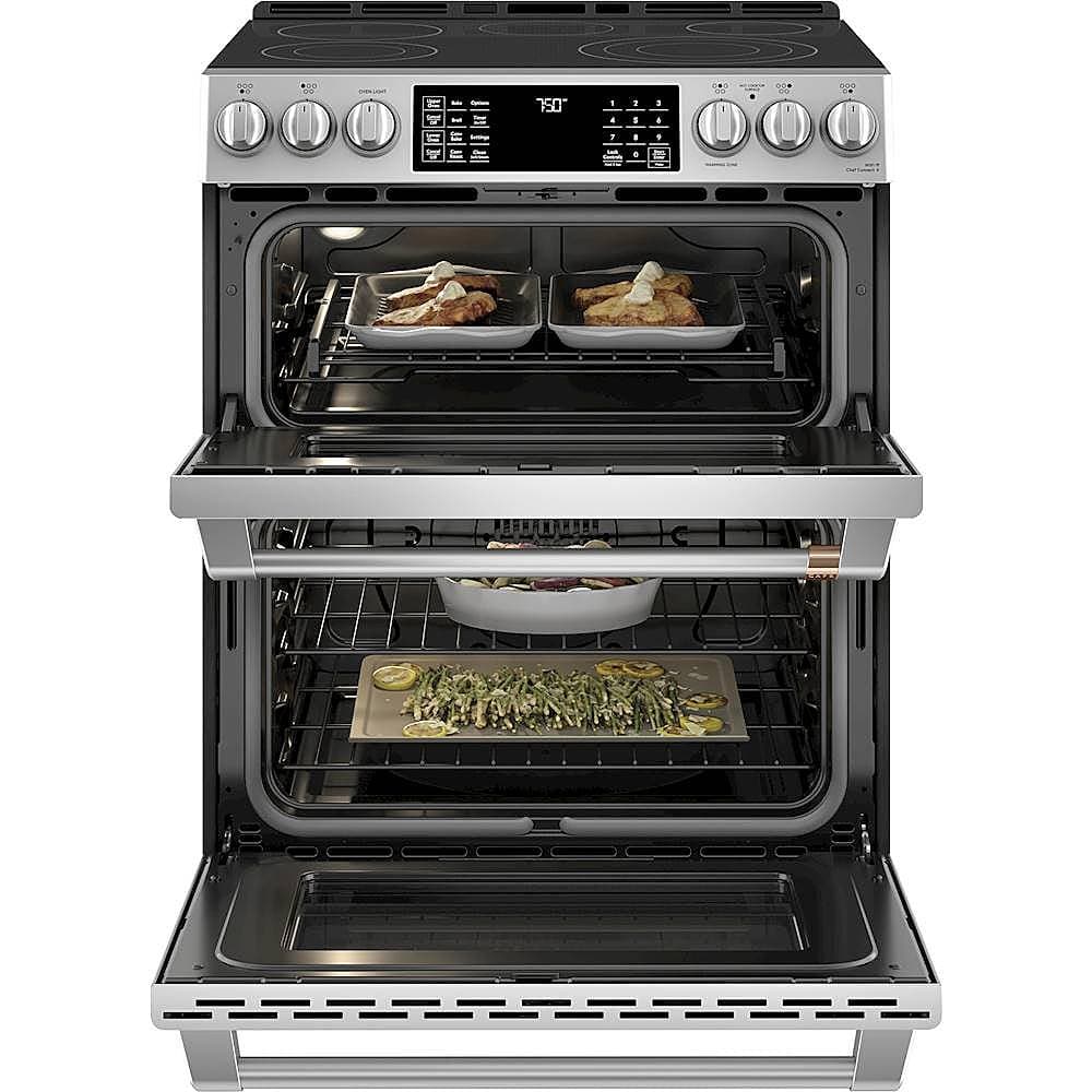 Alt View 12. Café - 6.7 Cu. Ft. Slide-In Double Oven Electric True Convection Range with Built-In Wi-Fi, Customizable - Stainless steel.