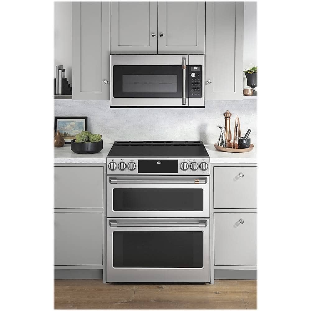 Alt View 16. Café - 6.7 Cu. Ft. Slide-In Double Oven Electric True Convection Range with Built-In Wi-Fi, Customizable - Stainless steel.