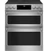 Front. Café - 6.7 Cu. Ft. Slide-In Double Oven Electric True Convection Range with Built-In Wi-Fi, Customizable - Stainless steel.