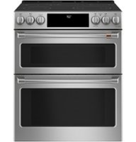 Café - 6.7 Cu. Ft. Slide-In Double Oven Electric True Convection Range with Built-In Wi-Fi, Customizable - Stainless Steel - Front_Zoom