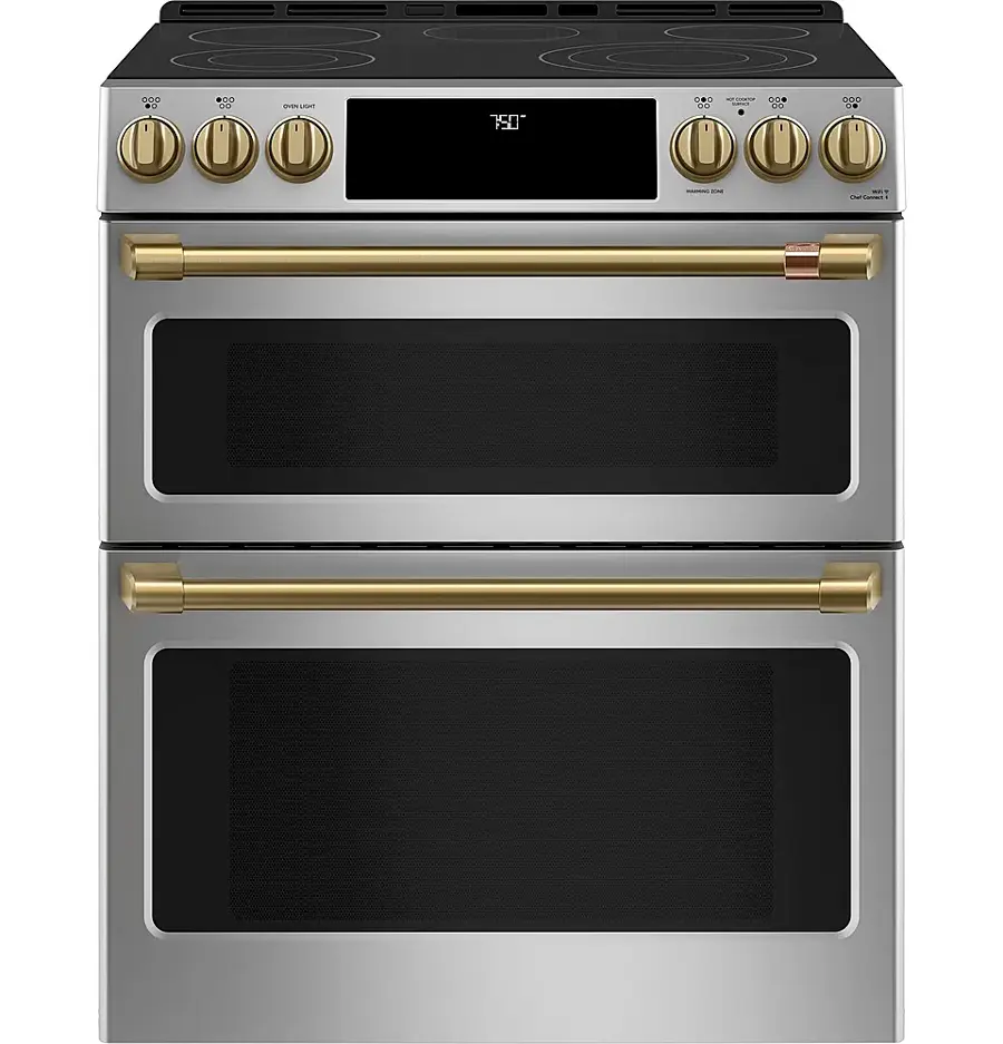 Alt View 38. Café - 6.7 Cu. Ft. Slide-In Double Oven Electric True Convection Range with Built-In Wi-Fi, Customizable - Stainless steel.