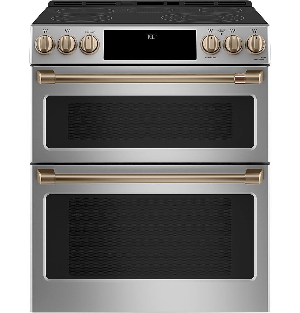 Alt View 39. Café - 6.7 Cu. Ft. Slide-In Double Oven Electric True Convection Range with Built-In Wi-Fi, Customizable - Stainless steel.