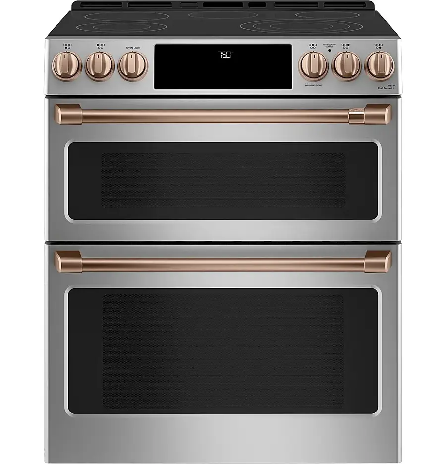 Alt View 40. Café - 6.7 Cu. Ft. Slide-In Double Oven Electric True Convection Range with Built-In Wi-Fi, Customizable - Stainless steel.