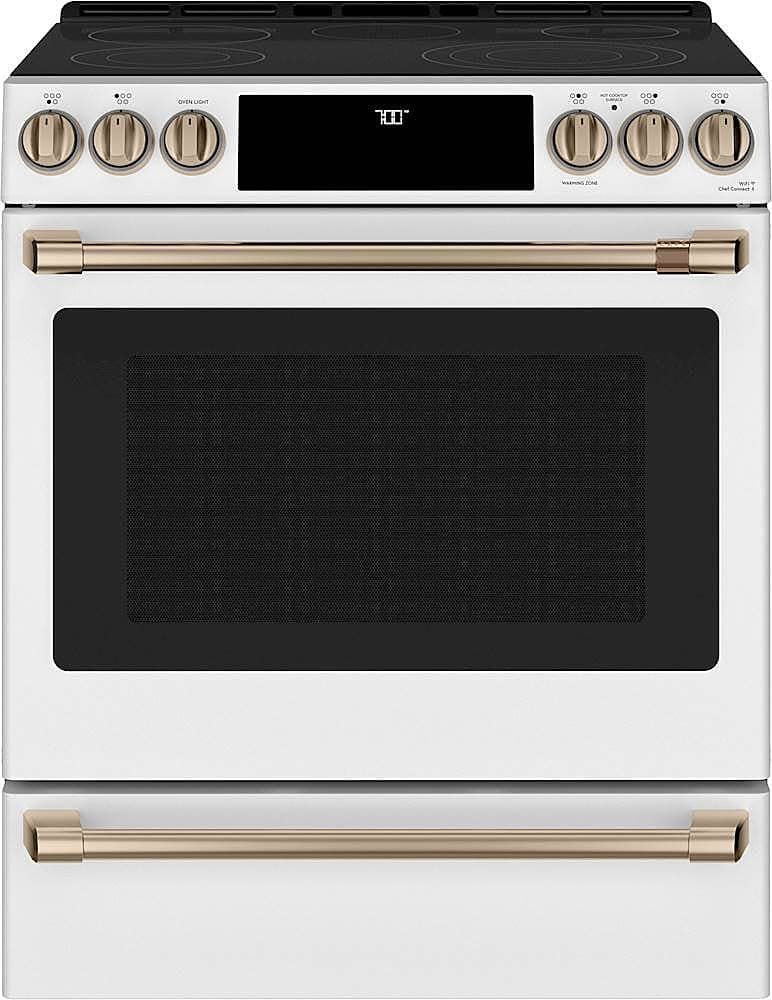 Café - 5.7 Cu. Ft. Slide-In Electric Convection Range - Matte White - Front_Zoom