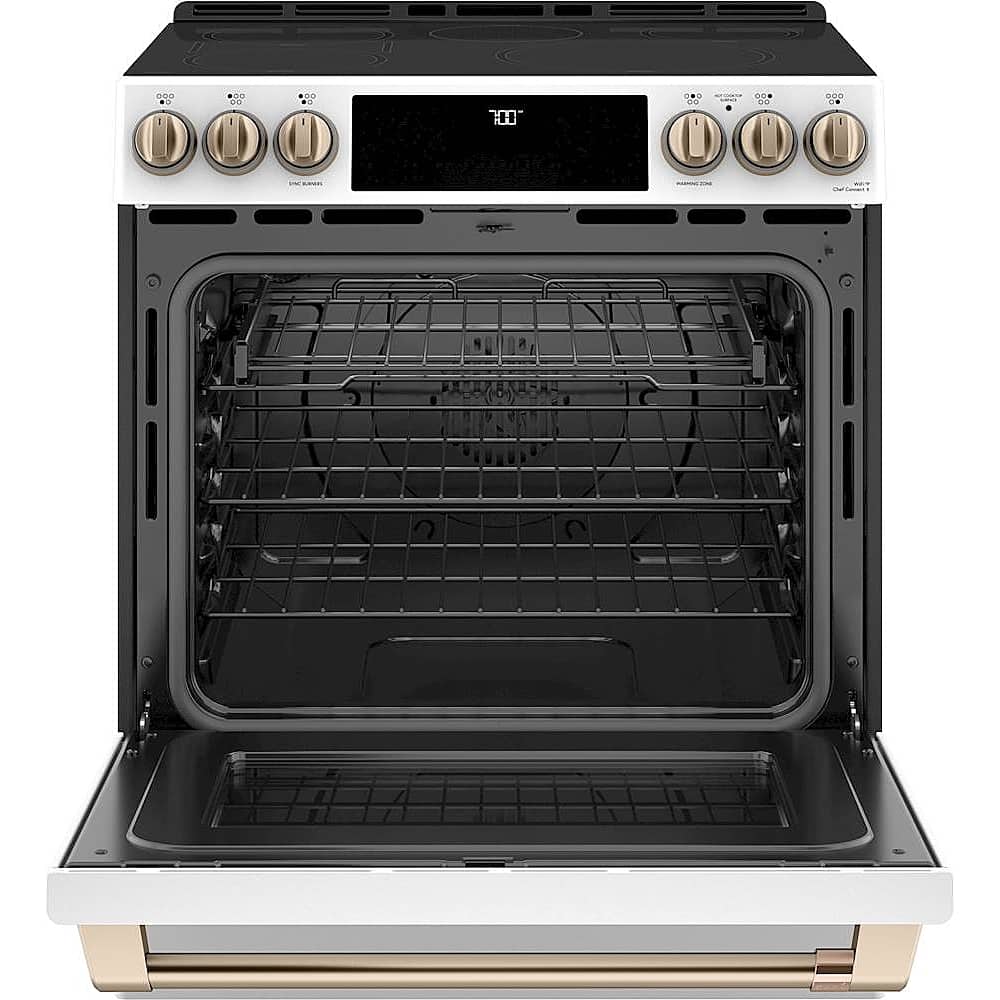 Alt View 12. Café - 5.7 Cu. Ft. Slide-In Electric Convection Range - Matte White.