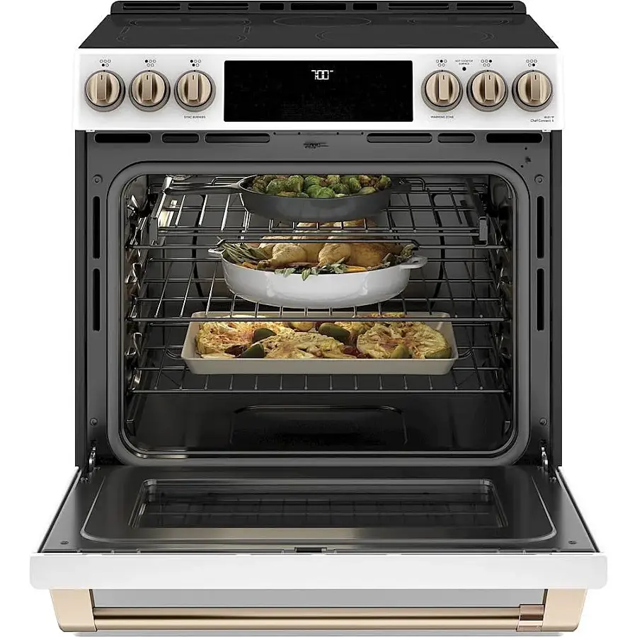 Alt View 13. Café - 5.7 Cu. Ft. Slide-In Electric Convection Range - Matte White.