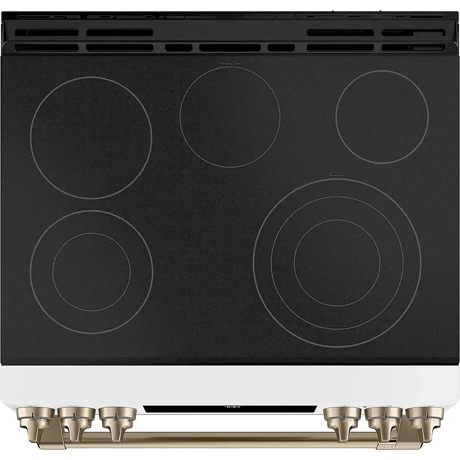 Alt View 14. Café - 5.7 Cu. Ft. Slide-In Electric Convection Range - Matte White.