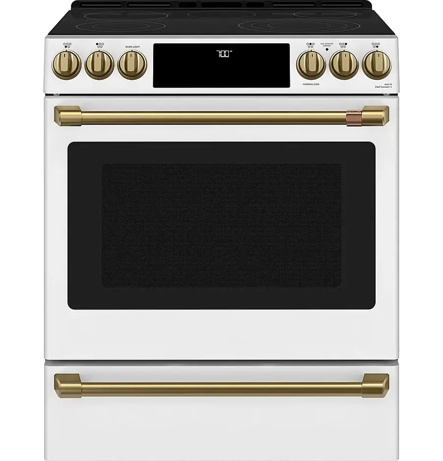 Alt View 27. Café - 5.7 Cu. Ft. Slide-In Electric Convection Range - Matte White.