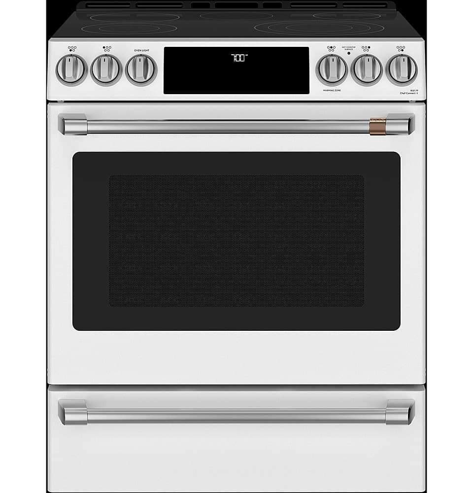 Alt View 29. Café - 5.7 Cu. Ft. Slide-In Electric Convection Range - Matte White.