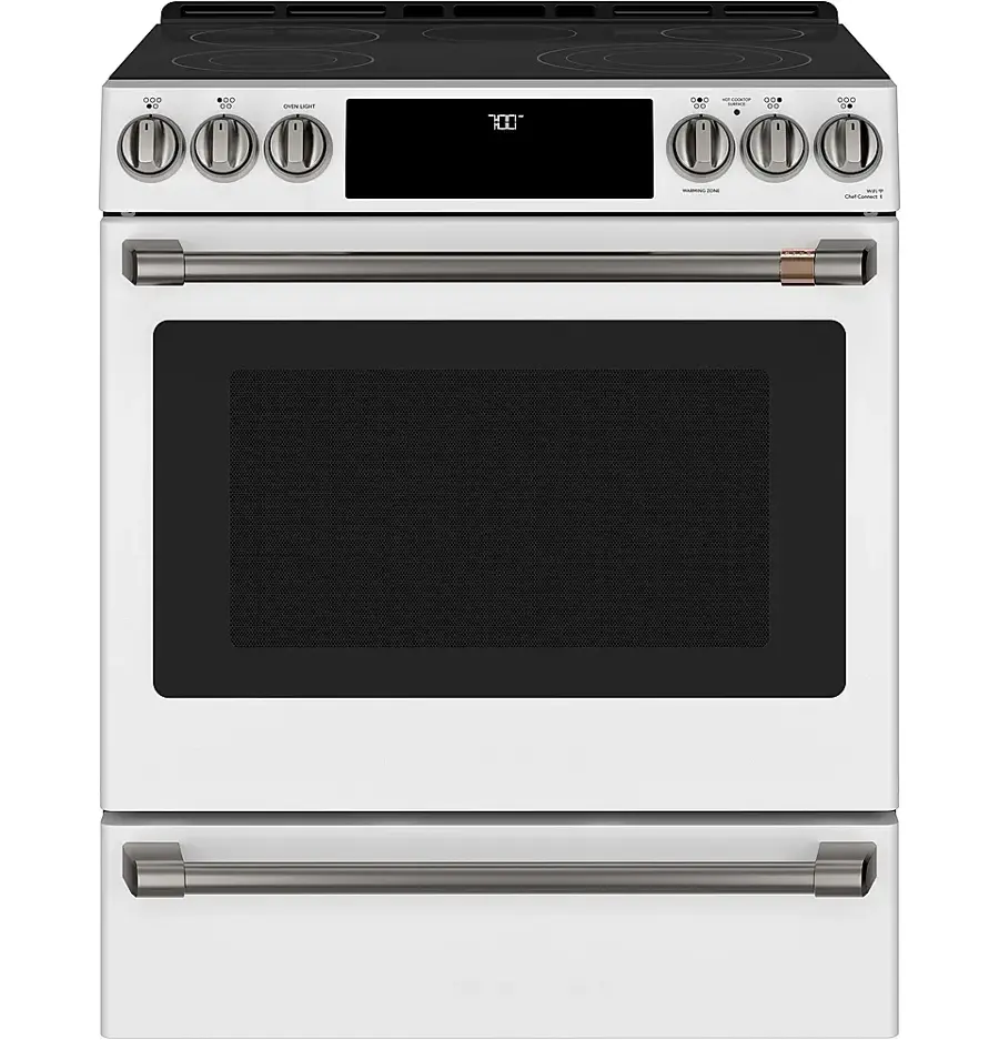 Alt View 30. Café - 5.7 Cu. Ft. Slide-In Electric Convection Range - Matte White.