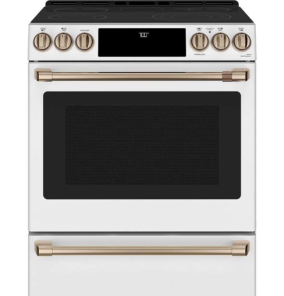 Alt View 31. Café - 5.7 Cu. Ft. Slide-In Electric Convection Range - Matte White.