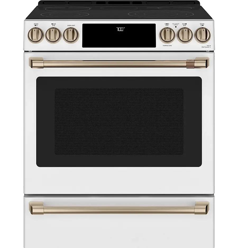 Alt View 31. Café - 5.7 Cu. Ft. Slide-In Electric Convection Range - Matte White.