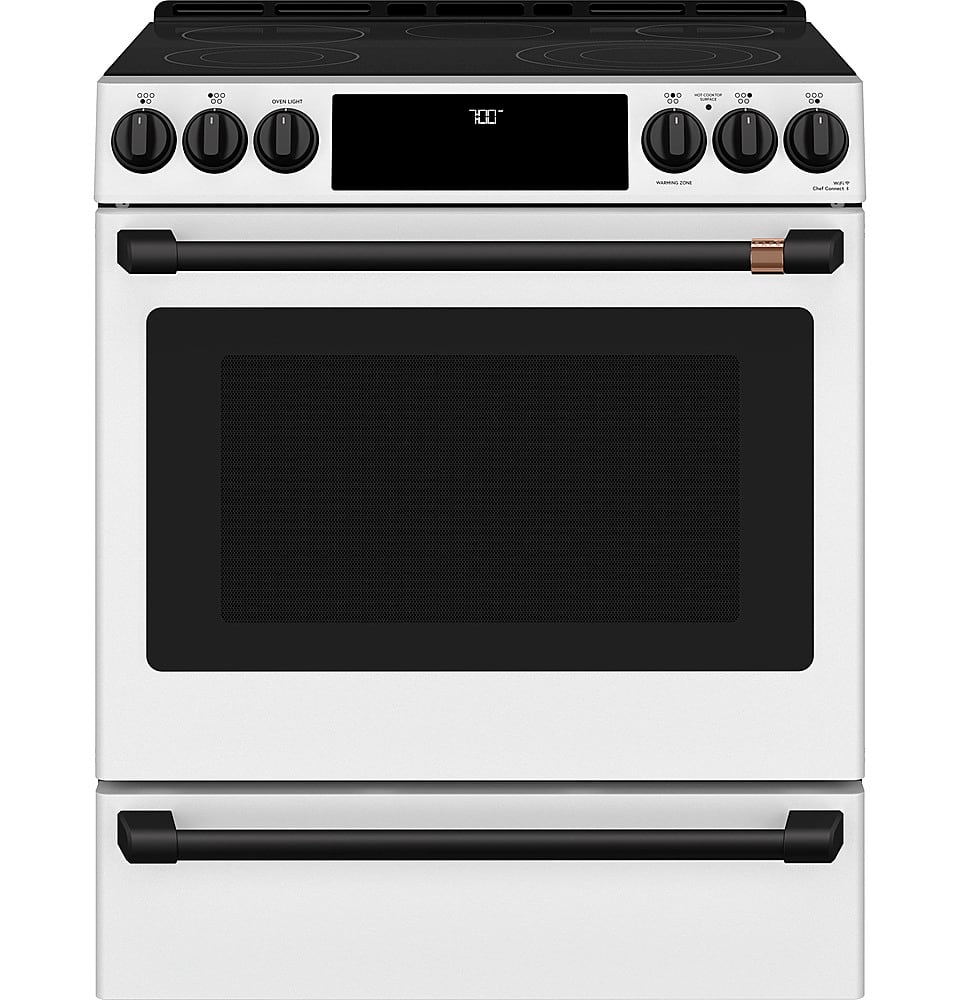 Alt View 32. Café - 5.7 Cu. Ft. Slide-In Electric Convection Range - Matte White.