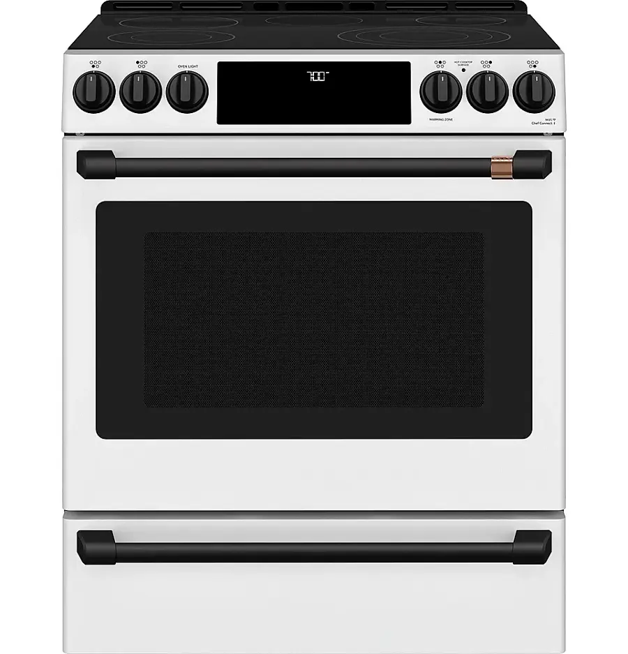 Alt View 32. Café - 5.7 Cu. Ft. Slide-In Electric Convection Range - Matte White.