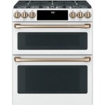 Front. Café - 7 Cu. Ft. Self-Cleaning Slide-In Double Oven Dual Fuel Convection Range, Customizable - Matte White.