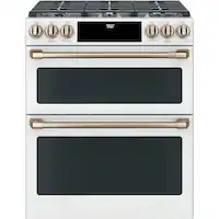 Café - 7 Cu. Ft. Self-Cleaning Slide-In Double Oven Dual Fuel Convection Range, Customizable - Matte White - Front_Zoom
