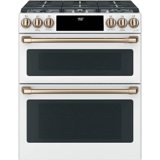 Front Zoom. Café - 7 Cu. Ft. Self-Cleaning Slide-In Double Oven Dual Fuel Convection Range, Customizable - Matte White.