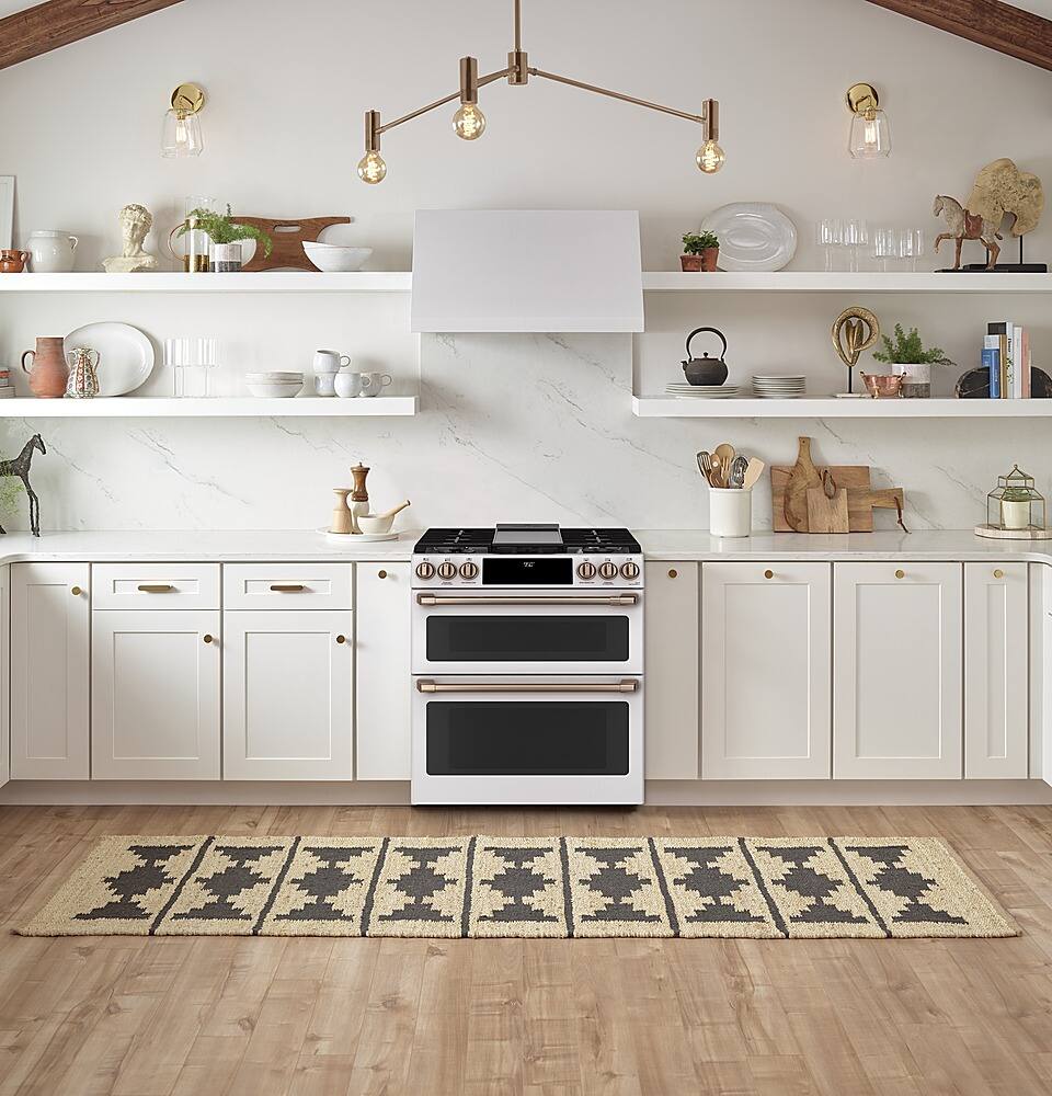 Alt View 19. Café - 7 Cu. Ft. Self-Cleaning Slide-In Double Oven Dual Fuel Convection Range, Customizable - Matte White.