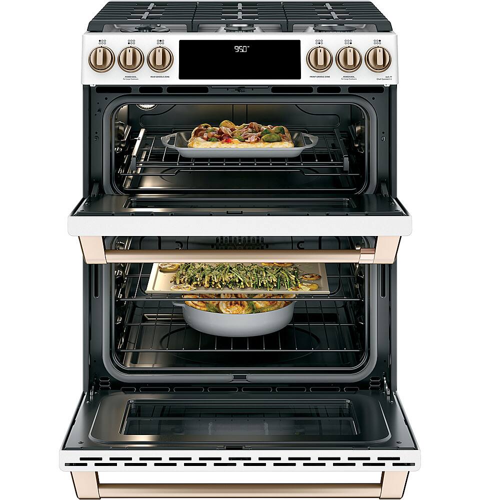Alt View 20. Café - 7 Cu. Ft. Self-Cleaning Slide-In Double Oven Dual Fuel Convection Range, Customizable - Matte White.