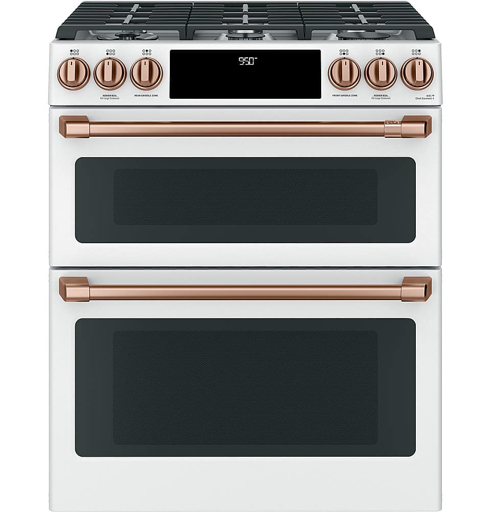 Alt View 23. Café - 7 Cu. Ft. Self-Cleaning Slide-In Double Oven Dual Fuel Convection Range, Customizable - Matte White.
