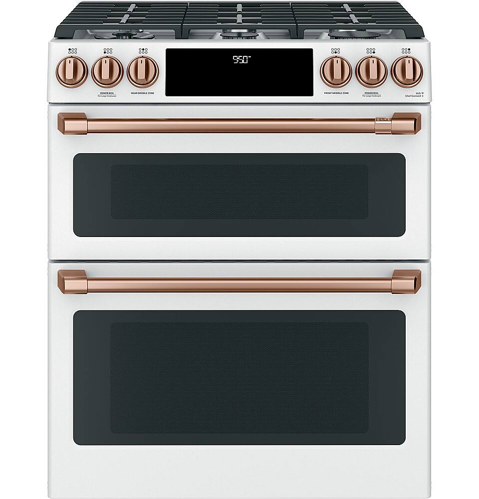 Alt View 23. Café - 7 Cu. Ft. Self-Cleaning Slide-In Double Oven Dual Fuel Convection Range, Customizable - Matte White.
