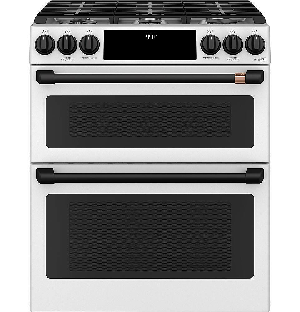 Alt View 24. Café - 7 Cu. Ft. Self-Cleaning Slide-In Double Oven Dual Fuel Convection Range, Customizable - Matte White.