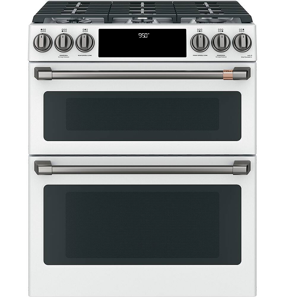 Alt View 25. Café - 7 Cu. Ft. Self-Cleaning Slide-In Double Oven Dual Fuel Convection Range, Customizable - Matte White.