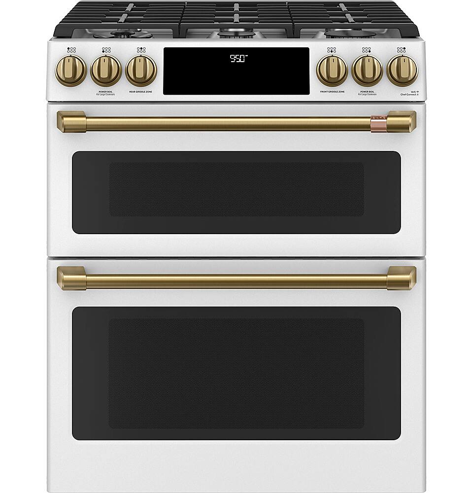 Alt View 26. Café - 7 Cu. Ft. Self-Cleaning Slide-In Double Oven Dual Fuel Convection Range, Customizable - Matte White.
