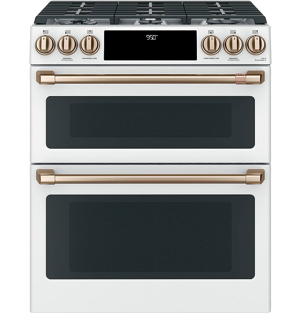 Alt View 27. Café - 7 Cu. Ft. Self-Cleaning Slide-In Double Oven Dual Fuel Convection Range, Customizable - Matte White.